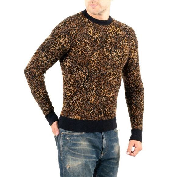 Saint Laurent Men's leopard jacquard jumper Wool Alpaca Size Medium $1560 - Picture 3 of 16